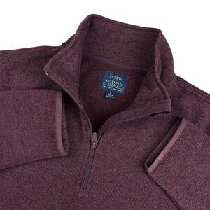 J Crew Authentic Fleece Sweater Mens Large Eggplant Purple Quarter Zip Pullover